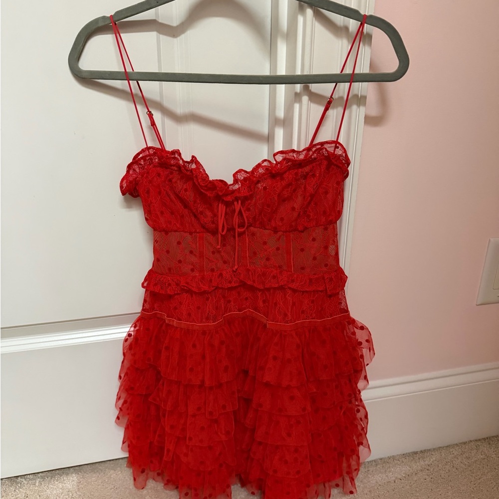 For Love And Lemons Red Lace Dress